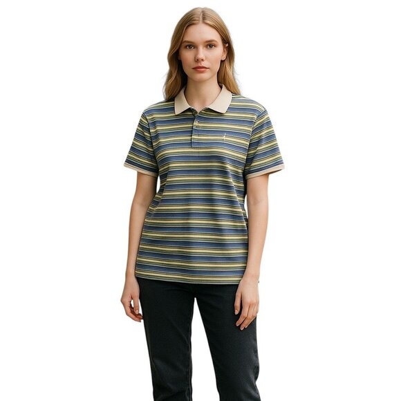 Izod Striped Polo Shirt Purple Size L Y2K - Picture 1 of 13